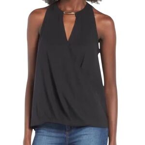 Leith Sleeveless Black Blouse With Silver Collarbone Accent Women’s Size Small